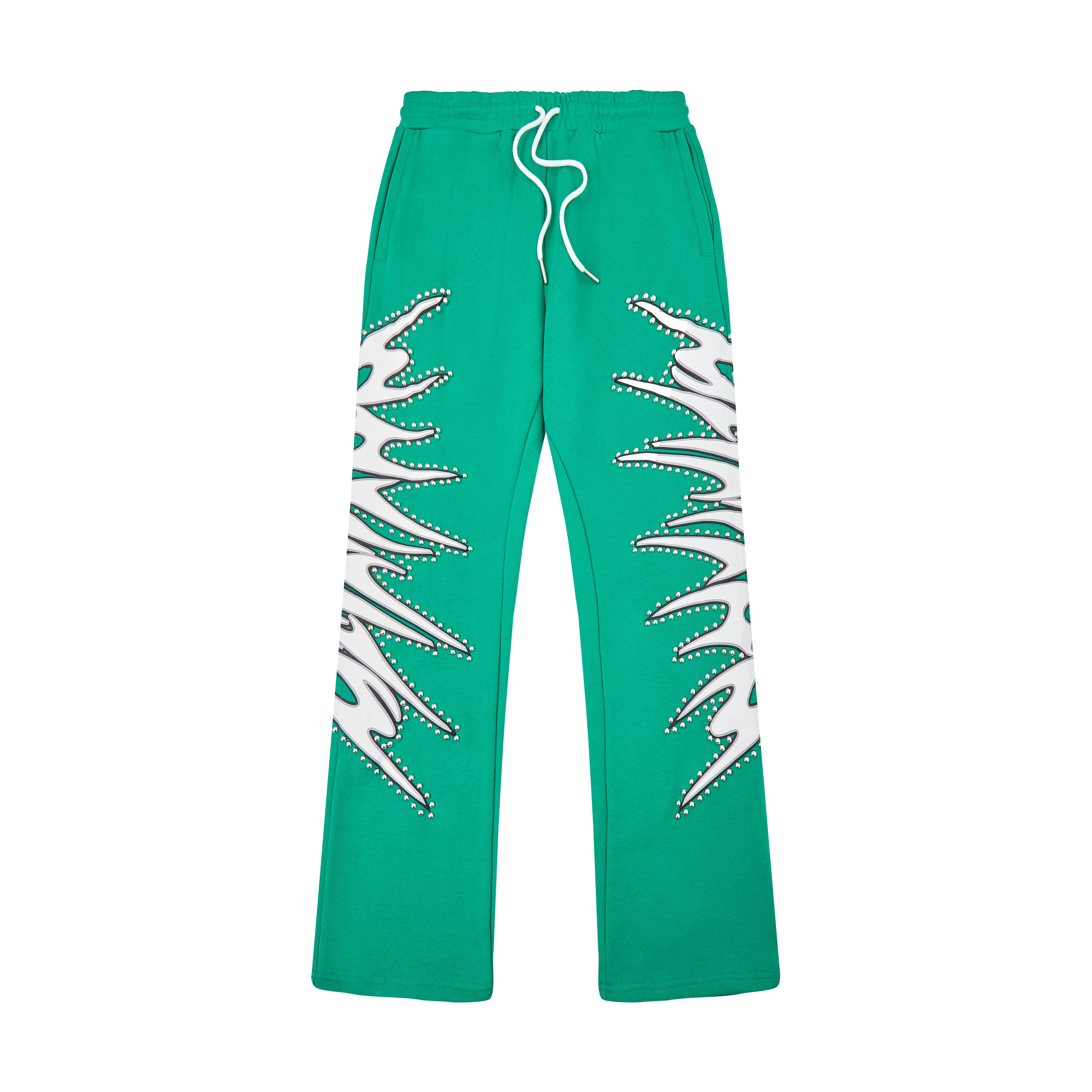 Misfit Studded Terry Flare Sweatpants (Green)